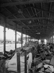 日本军队溃退时丢弃在车站月台的物资，河北张家口 Stuff that Japanese troops abandoned on the railway station platform while retreating in disorder, Zhangjiakou, Hebei